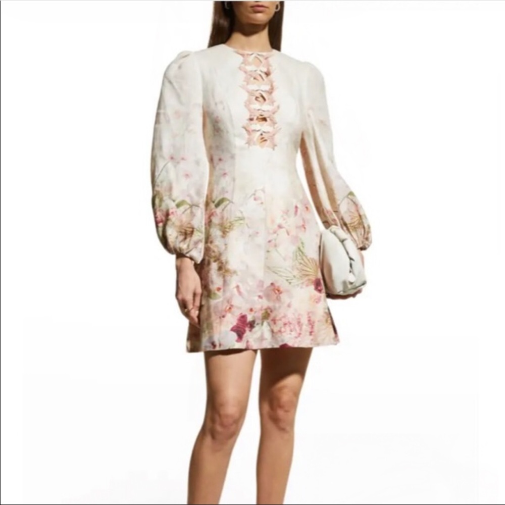 Zimmermann Dancer Hummingbird Mini Dress- Alabaster Garden Floral